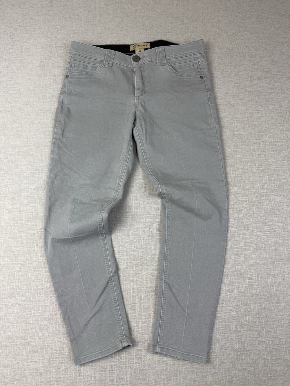 Democracy Ab Solution Jeans Womens 12 Gray Straight Leg Stretch Mid Rise Pants